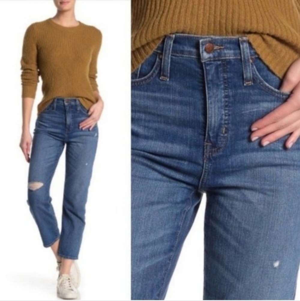 Madewell Cropped Classic Straight Distressed Jean Size 25